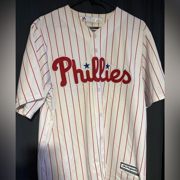 Majestic Other - Philadelphia Phillies Majestic Red and White Striped Large Jersey